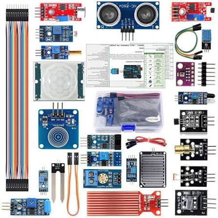 The Sensor and Display Kit parts laid out